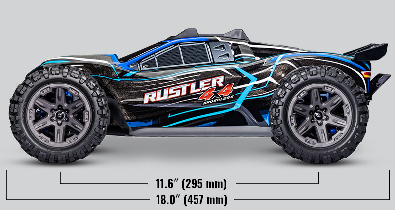 TRAXXAS Rustler 4X4 1/10 Scale 2S High-Performance 4X4 Stadium Truck- Brushless- Blue • Team NCRC