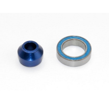 Bearing Adapter, 6160-T6 aluminum (Blue-Anodized) (1)/10x15x4mm ball bearing (blue rubber sealed) (1) (for slipper shaft)