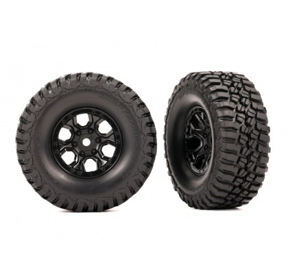Tires & wheels, assembled (black 1.0" wheels, BFGoodrich® Mud-Terrain™ T/A® KM3 2.2x1.0" tires) (2)