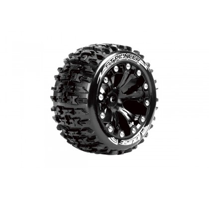 1/10 ST-Pioneer Stadium Truck Tire Set– Black 2.8 Wheels – 1/2-Offset 12mm Hex