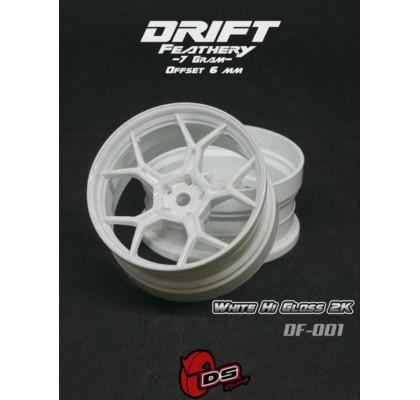 Drift Feathery 5 Spoke Drift Wheels (White Hi Gloss 2K) (2) (6mm Offset) w/12mm Hex