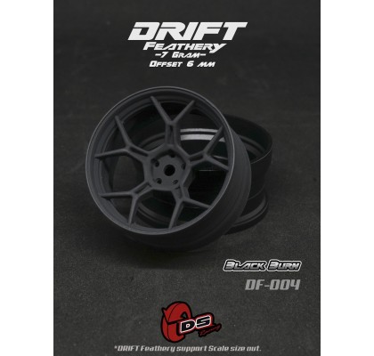 Drift Feathery 5 Spoke Drift Wheels (Black Burn) (2) (6mm Offset) w/12mm Hex