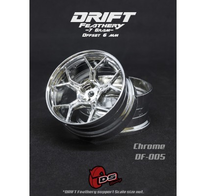 Drift Feathery 5 Spoke Drift Wheels (Chrome) (2) (6mm Offset) w/12mm Hex