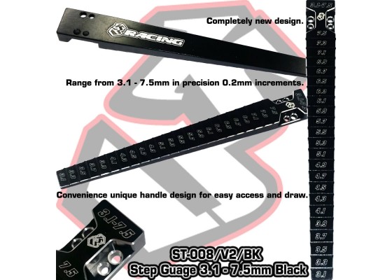 Chassis Ride Height Gauge 3.1 - 7.5 (Step) - Black