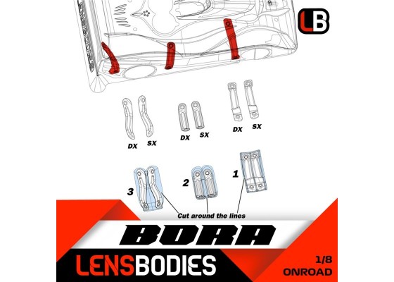 1/8 Onroad body Stiffener. Suitable for all 1/8 Bodies