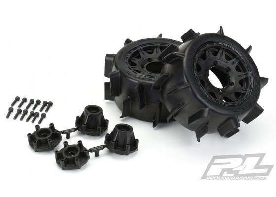 Sand Paw LP 2.8" Sand Tires Mounted on Raid Black 6x30 Removable Hex Wheels (2