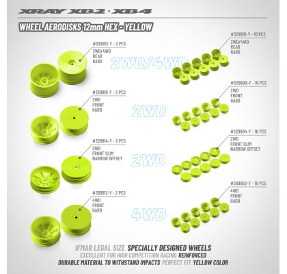 2WD/4WD Rear Wheel Aerodisk 12mm Hex IFMAR - Yellow - Hard (2)