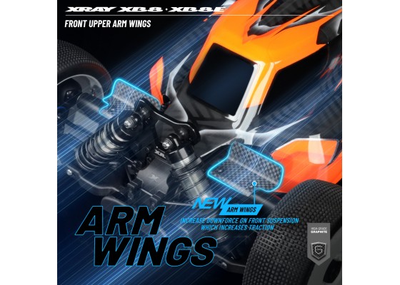 XB8 Carbon Fiber Front Upper Arm Wings - Set