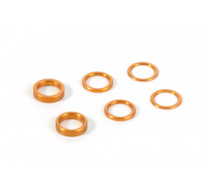Set of Alu Shims (0.5mm, 1.0mm, 2.0mm) - Orange