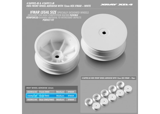 4WD Front Wheel Aerodisk with 12mm Hex IFMAR - White (2)