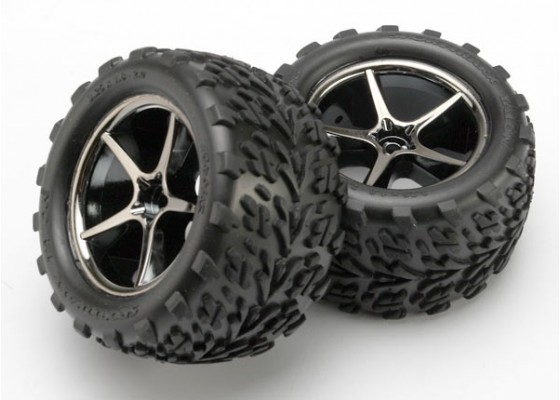 Tires & Wheels, assembled, glued (Gemini black chrome wheels, Talon tires, foam inserts) (2)
