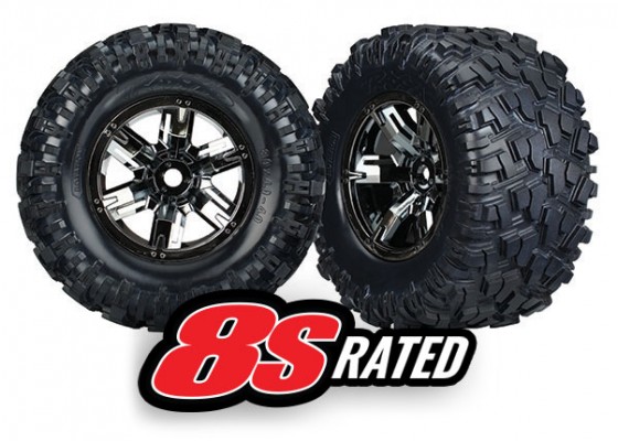 Tires & Wheels, Assembled, Glued (X-Maxx® Black Chrome Wheels, Maxx® AT Tires, Foam Inserts)
