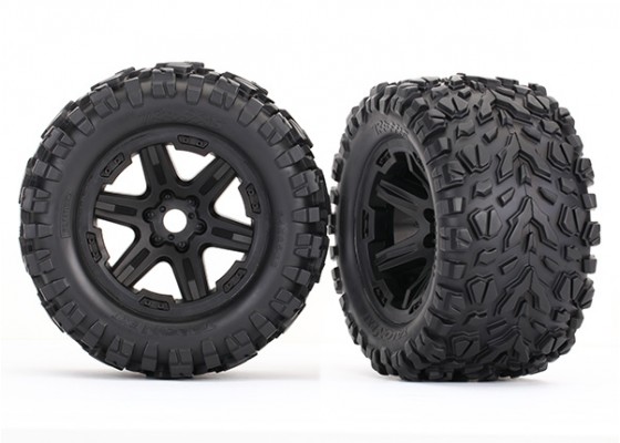 Assembled Glued Tires & Wheels (Black Wheels, Talon EXT Tires, Foam Inserts) (2) (17mm splined) (TSM rated)