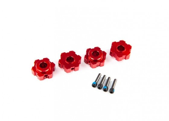 Wheel Hubs, Hex, Aluminum (Red-Anodized) (4)