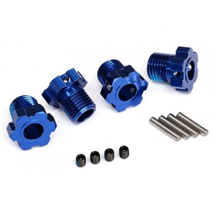 Wheel Hubs, Splined, 17mm (Blue-Anodized) (4)/ 4x5 GS (4)/ 3x14mm Pin (4)