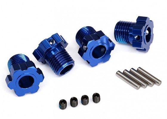 Wheel Hubs, Splined, 17mm (Blue-Anodized) (4)/ 4x5 GS (4)/ 3x14mm Pin (4)