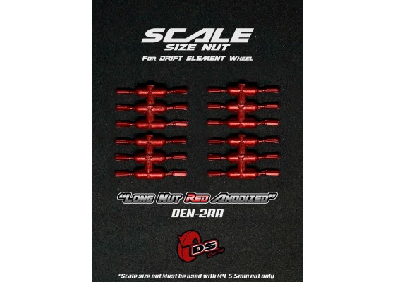 Long Scale Nut for Drift Element Wheel (24pcs) / Anodized Red