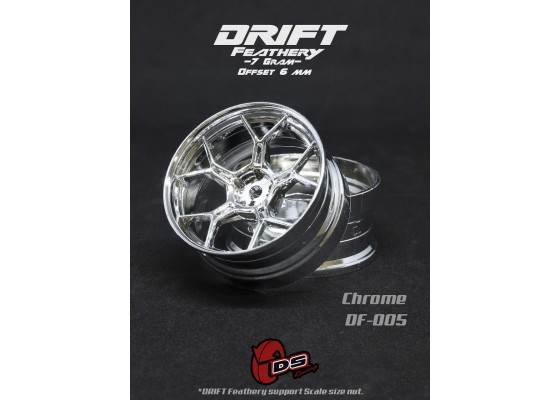 Drift Feathery 5 Spoke Drift Wheels (Chrome) (2) (6mm Offset) w/12mm Hex