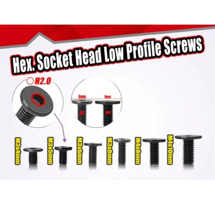 Steel M3 x 6mm Low Profile Hex Screw - Black (10)