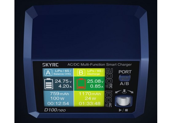 D100neo AC/DC Çift Çıkışlı Şarjer / Deşarjer