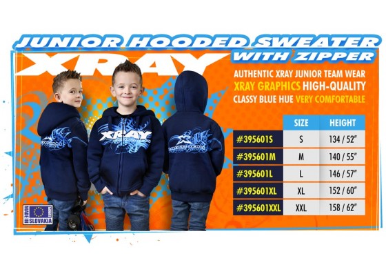 Junior Sweater Hodded With Zipper - Blue (XXL/158cm)