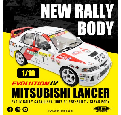 1/10 Mitsubishi Lancer EVO IV Rally Catalunya 1997 #1 Clear Body w/Rims Set